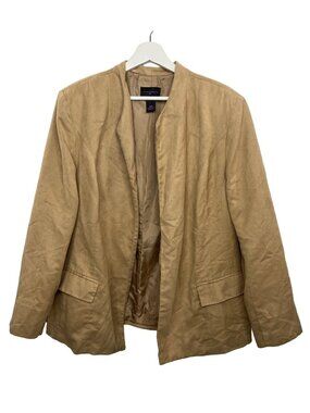 Investments Women’s 20W Faux Suede Blazer Tan Open Front Jacket Plus Size